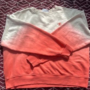 Large peach/white champion crewneck